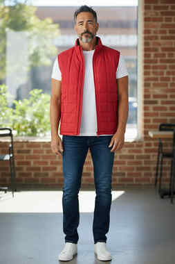 Chaps Ralph Lauren Men's Red Puffer Vest XL Full Zip Quilted Pockets